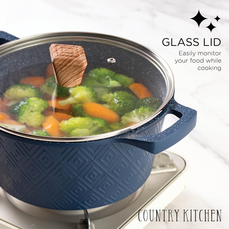Country Kitchen Non-Stick Cast Aluminum Cookware Set - Durable Kitchen