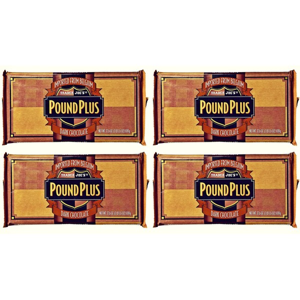 Trader Joe's Pound Plus GIANT Belgian Dark Chocolate Bar - 4 Pack (17.6 oz)