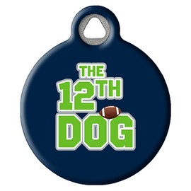 Dog Tag Art The 12th Dog Seattle Football Sports-Themed Pet ID Tag for Dogs, Silent Polymer Coated Dog Tag - Small .875" Diameter