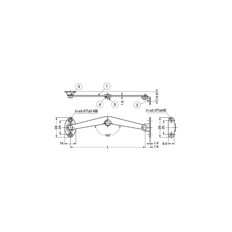 スガツネ工業 前蓋用ステー S-27 (左用) S-27L