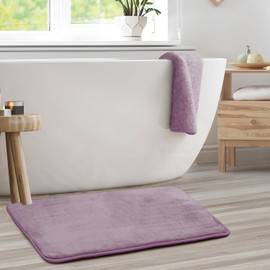 Clara Clark Bathroom Rug 32" x 20"- Bathroom Rugs, Memory Foam Bath Mat, Plush, Cozy, Ultra Soft, Non Slip, Machine Washable, Quick Dry - Dusty Purple