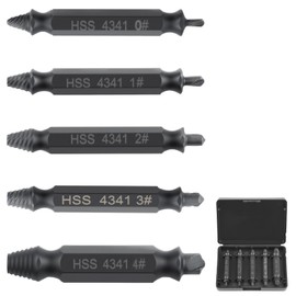 OIHCAZ Screw Extractor Set 5Pcs, HSS Alloy Steel Double-Headed Damaged Screw Extractor Set with Storage Box Screw Remover for Broken or Stripped Screws