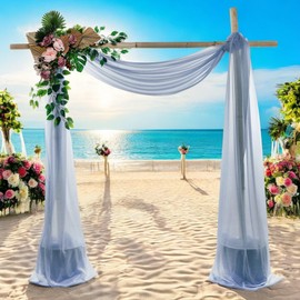 MDS Pack of 1 Panel (30" Width x 30ft Long) Wedding Arch Draping Fabric Sheer Chiffon Arbor Canopy Drapery for Wedding Ceremony Reception Decoration Party Ceiling Backdrop Curtain Swag - Dusty Blue
