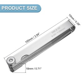 sourcing map Metric Thickness Feeler Gauge 0.02-1.0mm 32 Blades Tapered Feeler Gauge Set Stainless Steel Measuring Gap Width Tool kit for Repair Valve Guitar Spark Plug