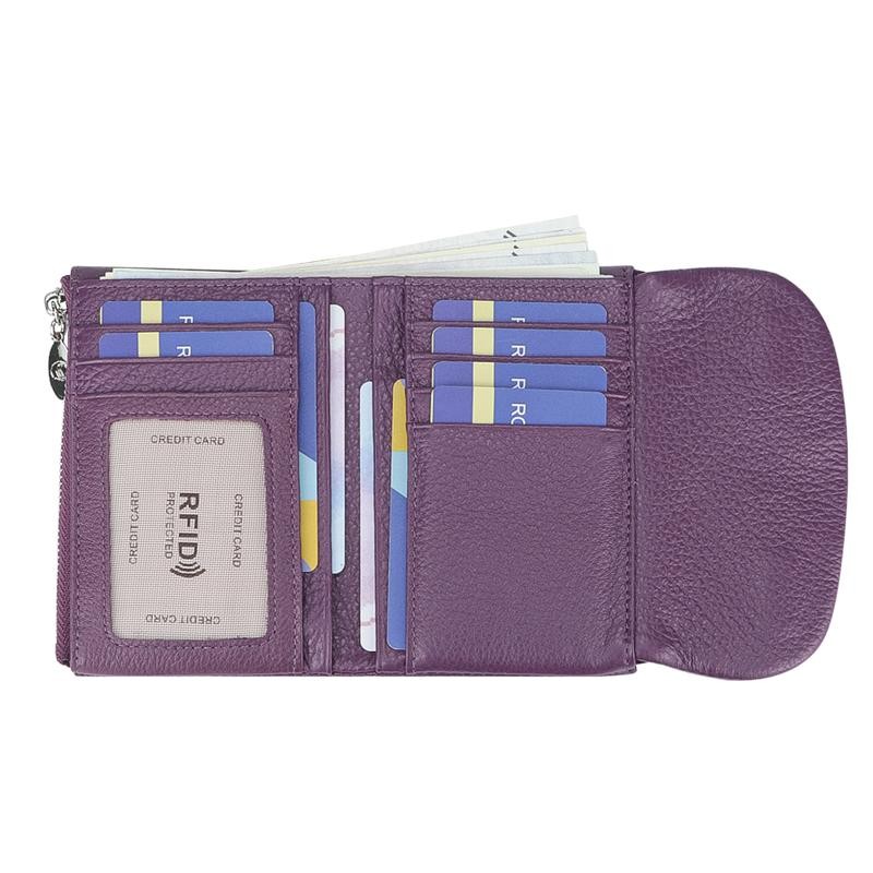Royal Bagger RFID Blocking Women's Short Wallet Genuine Leather Multi-card