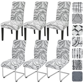 Alishomtll Stretch Chair Covers, Set of 6, Jacquard Chair Covers for Swing Chairs, Universal Dining Room Chairs Cover, Washable, Removable Chairs, Protection for Kitchen, Banquet, Wedding, Party
