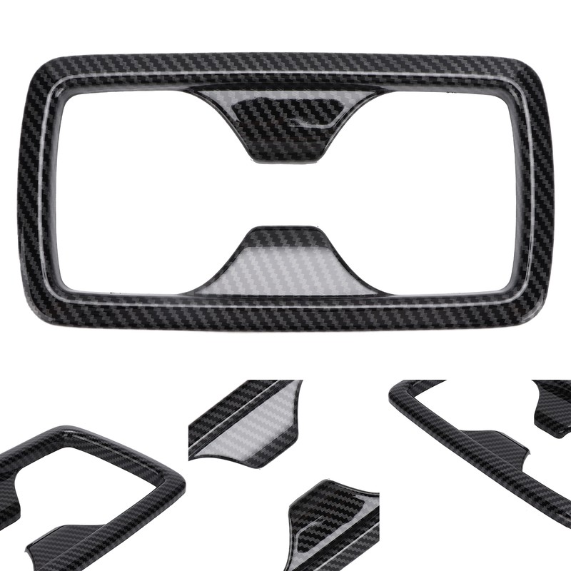 Rear Water Cup Holder Panel Frame Trim Carbon Fiber Style