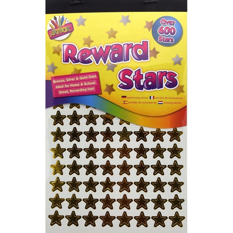600 x Reward Star Stickers Silver Gold Bronze Home School