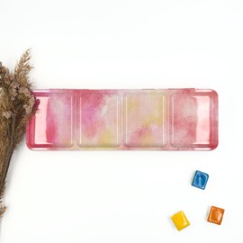 My Rock Way Summer Time Medium Painting Palette 24 Colors Metal with 26 Half Nails Mixing Palette and Thumb Ring Watercolor Box for Travel Perfect Gift