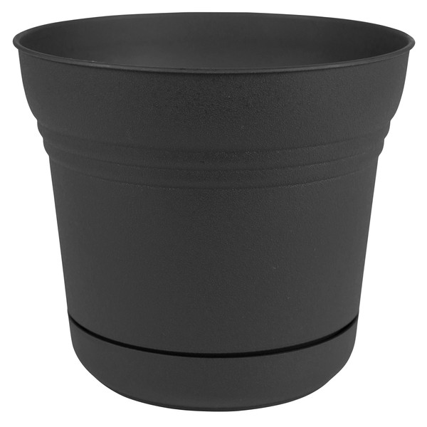Bloem 010280 Saturn Planter with Saucer, 5", Black (SP0500), 5"