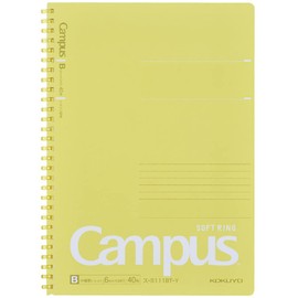 Kokuyo S111BT-Y Campus Soft Ring Notebook, Medium and Horizontal Rule, Dotted Cutoff, B5, Yellow, Set of 10