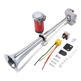 CARMOCAR 12V 150DB Air Horn,Chrome Zinc Single Train Trumpet Truck Air Horn with Compressor for Any 12V Vehicles Trucks Lorrys Trains Boats Cars (Silver)