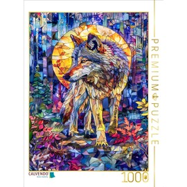 CALVENDO Puzzle A Lone Wolf roams The Dark Forest in The Soft Light of The Moon | 1000 Pieces Size 19" x 25"