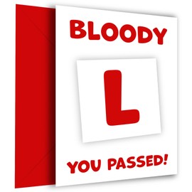 Congratulations Passed Driving Test Card for Him or Her - Congrats on Passing Driving Exam (Theory & Practical) - New Driver Pass Driving Test Card [Red]