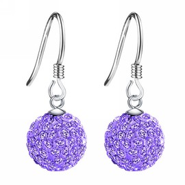 Merdia S925 Sterling Silver Created Crystal Hook Drop Earrings | Sterling Silver Earrings for Women | Silver Dangle Earrings | Crystal Earrings | Women's drop & Dangle Earrings | Jewelry Silver