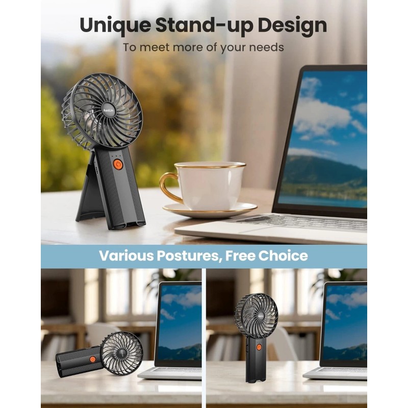 AaoLin Foldable Hand Held Fan USB Rechargeable, 4 Speeds Mini