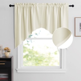 NICETOWN Cortinas Swag para fregadero de cocina, cenefas de cortina de ventana con bolsillo para barra de granja, para sala de estar, 36 pulgadas de ancho x 36 pulgadas de largo cada panel, 1 par, beige claro