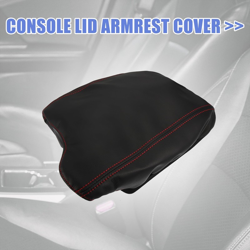 X AUTOHAUX Black PU Leather Car Center Console Lid Armrest