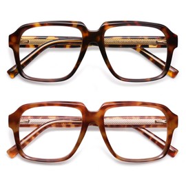 AMOMOMA Oversized Square Reading Glasses for Women,Men Blue Light Blocking Computer Readers Spring hinge AM6185C2+C3 2.0