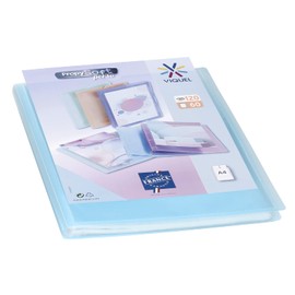 Viquel - Propysoft Customisable Document Cover - A4 Format Binding - 120 Pockets (60 Pockets) - Transparent and Smooth Pockets - Translucent Blue