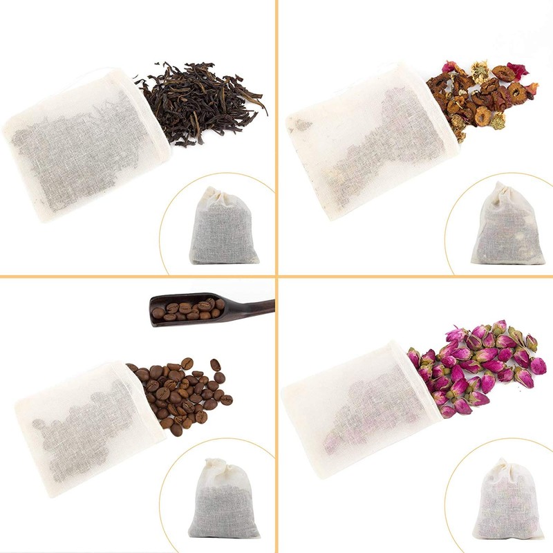 LUCKYBEE Disposable Empty Tea Bags Fabric Filter with Tea Clothing,