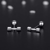 VIKI LYNN 925 Sterling Silver Mini Barbell Dumbbell Stud Earrings