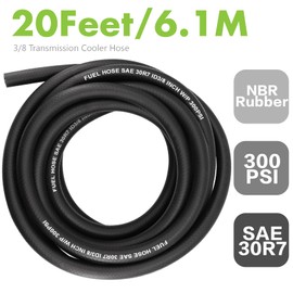 3/8 Inch x 20FT Fuel Line Hose Push Lock Fuel Hose Rubber NBR SAE 30R7 300PSI with 10 Clamps