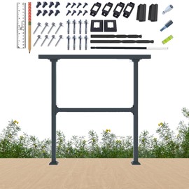 CR Fence & Rail Horizontal Metal Deck Railing, 4ft Wide Residential Handrail, 40-Inch Tall Black Straight Railing for Decks, Patios, and Flat Surfaces