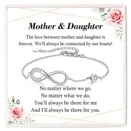 KORAS Gifts for Mum Daughter, Mother Daughter Gifts Sterling Silver Infinity Bracelet, Special Jewellery Gifts for Mum Daughter on Birthday Christmas Graduation