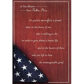 US Flag on Cherry Wood with Silver Foil: Military/Soldier - Designer Greetings Sympathy Card