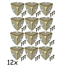FUXXER - 10 Pieces Antique Furniture Corner Protector Metal Corner Protector for Crates, Furniture, Shelves, Edge Protection - Antique Brass Look - 38x38mm