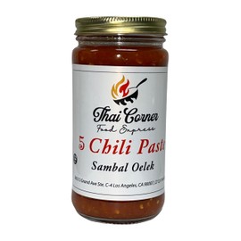 Thai Corner Food Express 5 Chili Paste Sambal Oelek,12 oz, glass bottles, 100% vegan & gluten free, extra spicy. (12 oz)