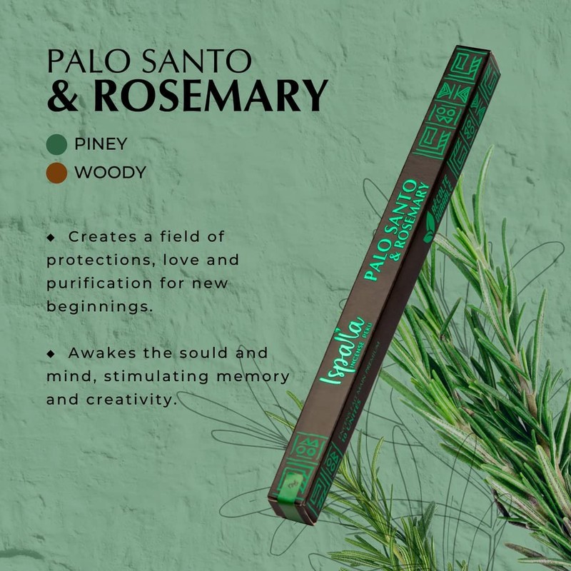 Ispalla Natural Palo Santo & Rosemary Incense Sticks, Peruvian Artisan