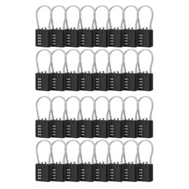 Moxweyeni 32 Pack Luggage Combination Lock 4 Digit Cable Padlock for Gym Padlock Waterproof Resettable Padlocks for Travel Suitcase Backpack School Gym Cabinet (Black)