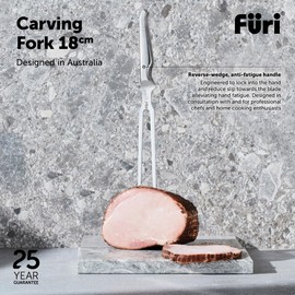 Furi Pro Carving Fork 18cm,Long, Sturdy prongs Ideal for Forking The Largest of roasts, Unique Reverse-Wedge, Anti-Fatigue Handle Locks into Hand for a Safer Grip, 25-Year Guarantee, Silver