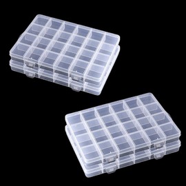 hurifeng Plastic Storage Box - Practical Sorting Solution for Jewellery, Beads, Small Parts, Workshop and DIY (4, 24 Compartments)