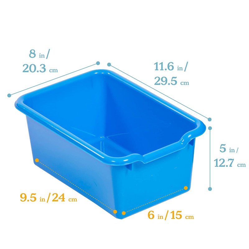 ECR4Kids Scoop Front Storage Bin, Multipurpose Organization, Blue, 30-Piece