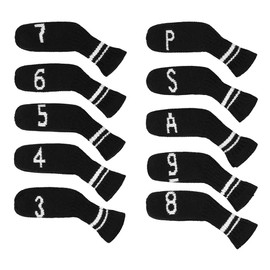 Scott Edward 10 Pcs Golf Club Head Covers for Irons Cuteness and Basically Socks Shape Washable & Durable Golf Club Head Protector (Black White Stripe)