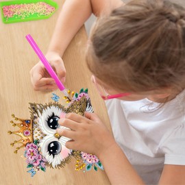 Plstod Diamond Painting Table Decoration, Owl Diamond Painting Stand, Diamond Children's Table Decoration, 5D Diamond Painting Pictures for Bedroom, Living Room, Dining Table Decoration