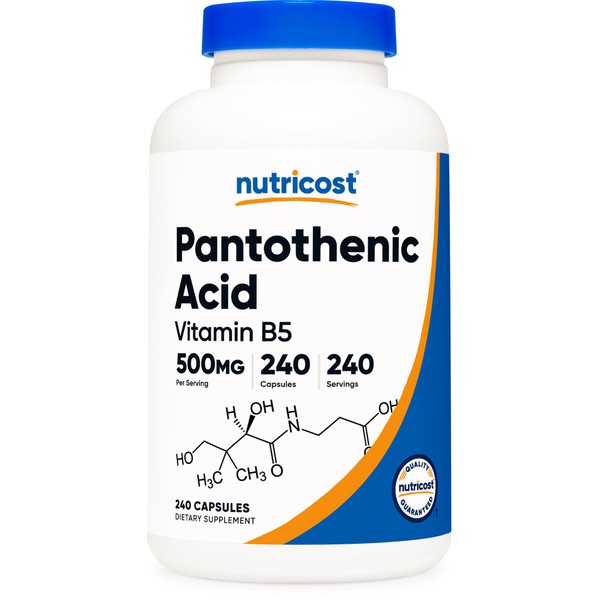 Nutricost Pantothenic Acid (Vitamin B5) 500mg, 240 Capsules