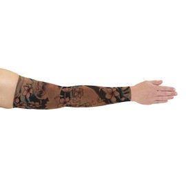Lymphedivas Cherry Blossom Mocha Medical Graduated Compression Arm Sleeve for Lymphedema (Short 30-40 mmHg Small)
