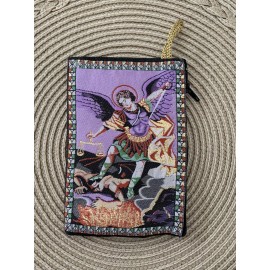 JESUS Gold Rosary Pouch 2 Sided Zippered Icon Cloth Case Coin Bag Gift 355