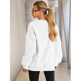 EFAN Womens Oversized Sweatshirts Hoodies Fleece Crewneck Sweaters Casual Tops Comfy Fall Fashion Outfits Winter Clothes 2025 White S