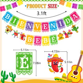 Firefairy Bienvenida Bebe Banner, pancarta de bebé mexicana preencordada, pancarta de fiesta de baby shower, decoraciones mexicanas para baby shower, taco bout a bebé, fiesta baby shower decoración de