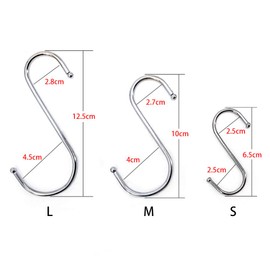 Lifreer 15 Pack S Hooks Stainless Steel S Shaped Hooks for Hanging Mixed Size Heavy Duty Multifunctional S Hanger Hooks for Kitchen, Bedroom, Bathroom, Office -3 Sizes