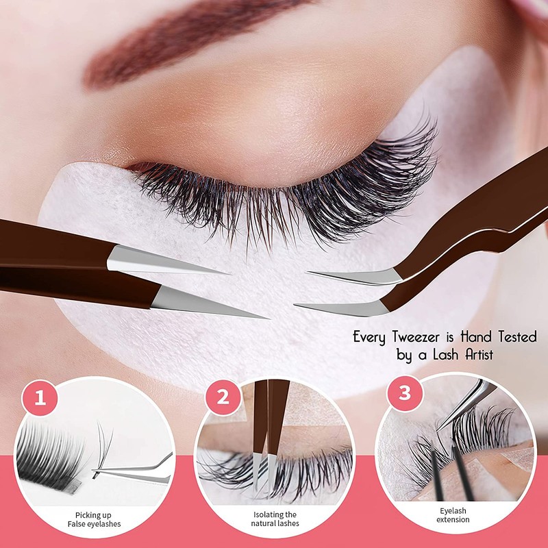 SIVOTE Lash Tweezers for Eyelash Extensions, Hand Calibrated Straight &