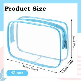 Weewooday - Bolsa de cosméticos transparente de PVC con cierre, bolsa de transporte de artículos de cambiador para cosméticos, bolsa de maquillaje impermeable, bolsa de maquillaje de vinilo, organizador de plástico, para día festivo y baño, Azul, Mediano