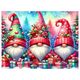 Christmas Diamond Painting Kits for Adults Gnomes Diamond Painting Kits 5D DIY Diamond Art Kits Round Full Drill Gem Art for Home Wall Decor Gifts 12x16inch