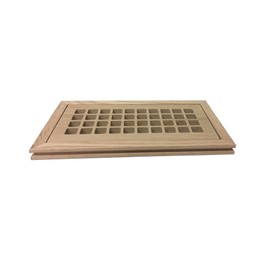 White Oak Hardwood Floor Register, 4 x 10 Inch by Cape Cod Air Grilles, Flush Mount with Frame, Eggcrate Style, Unfinished, Premium Wood Vent Cover