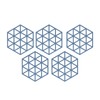 5pcs Table Mats Geometric Hex Shape Hollow Silicone Blue Insulation